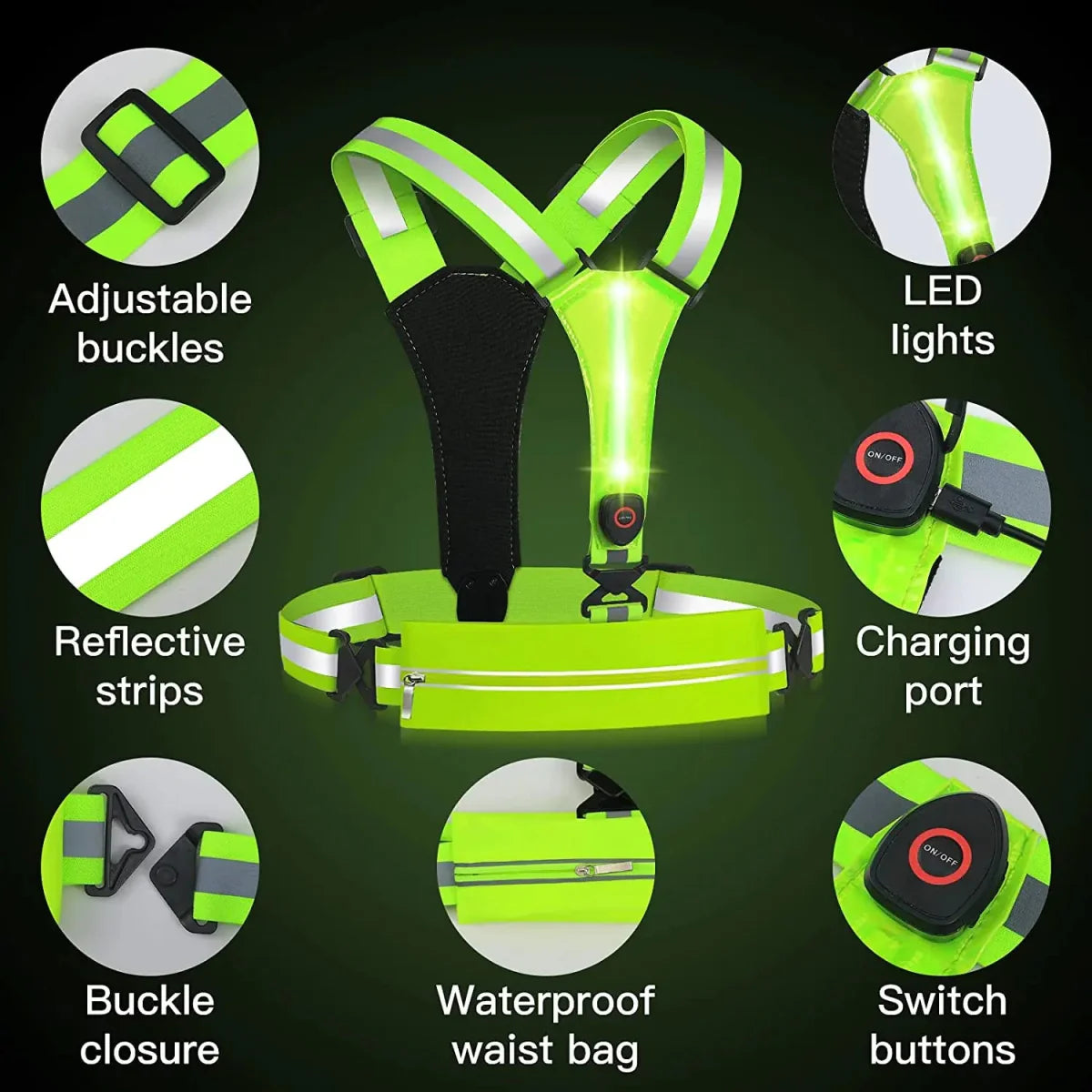 NightBright LED Running Vest